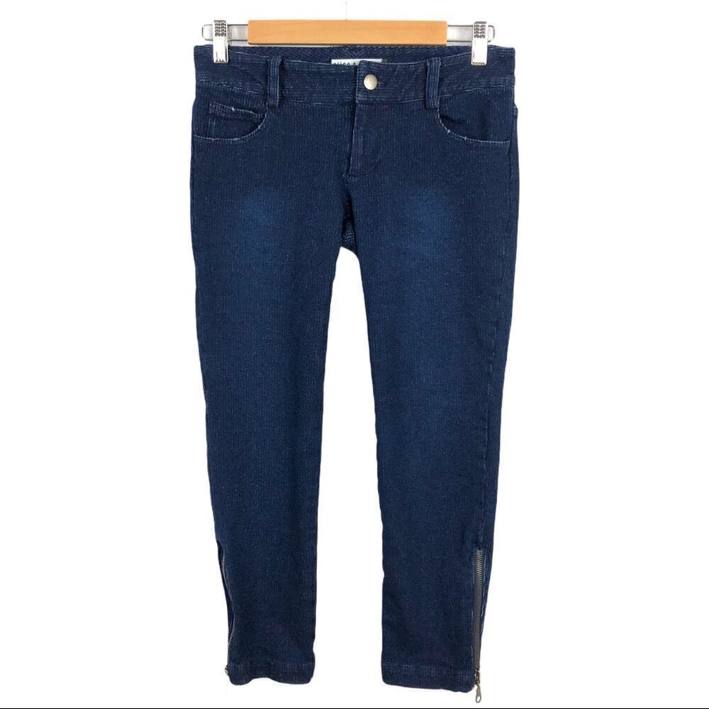 Alice + Olivia Skinny Zip Ankle Dark Wash Jeans  0